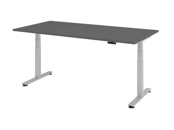 Hammerbacher Sitz-Steh-Schreibtisch elektrisch 200x100cm Graphit/Silber, Arbeitshöhe 63,5-128,5 cm, VXDSM2E/G/S