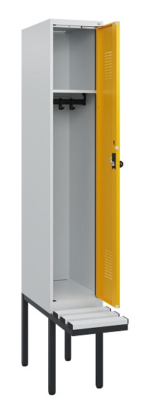 C+P Spind Evolo PLUS, 1 Abteil, 1950x300x815mm, 7035/1004, Drehriegel, Sitzfläche Kunststoff, 0490405-10 S10054