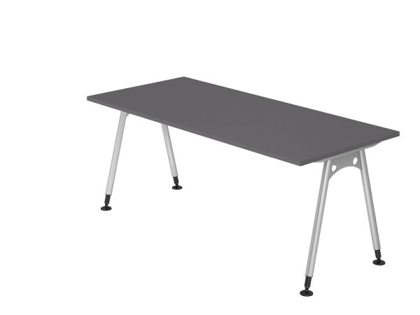 Hammerbacher Schreibtisch A-Fuß 180x80cm Graphit, Rechteckform, VAS19/G/S