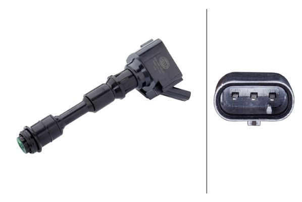 HELLA Zündspule, 14V, 3-polig, Kerzenschachtzündspule, geschraubt, 5DA 358 168-201