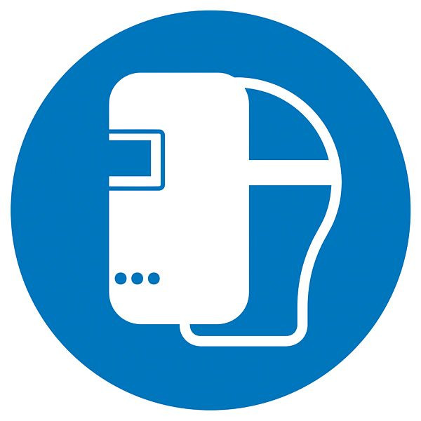 SafetyMarking Gebotsschild, Schweißmaske benutzen, Ø 10 cm, Folie, selbstklebend, 21.A7318