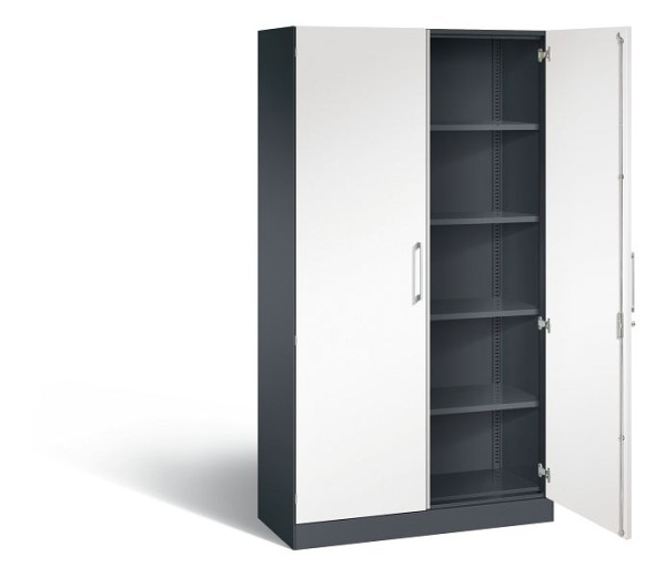 C+P Flügeltürenschrank Asisto, H1980xB1000xT435mm, Farbe: Schwarzgrau / Verkehrsweiß, Bügelgriff, 5 OH, 141002-000 S10313