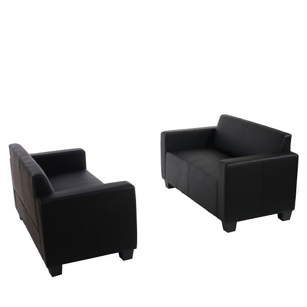 Mendler Sofa-Garnitur Couch-Garnitur 2x 2er Sofa Lyon Kunstleder, schwarz, 2x27054+2x27055