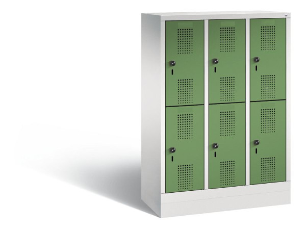 C+P Kindergarten-Spind Evolo, 6 Fächer, H1300xB900xT300 mm, Grau/Resedagrün, 483203-30 S10077