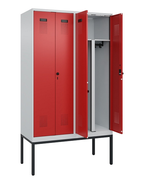 C+P PSA Doppel-Spind Evolo PLUS, Gestell, 4 Abteile, 2120x1200x500mm, 7035/3000, Drehriegel, 0490327-40P S10003