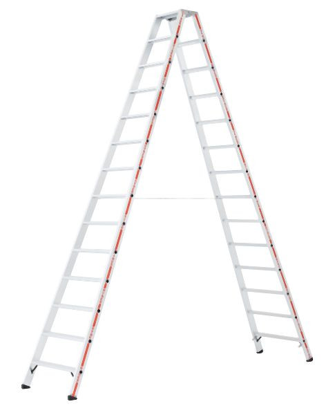 HYMER Stufenstehleiter, beidseitig begehbar, 2x14 Stufen, Standhöhe 2,76 m, 802428