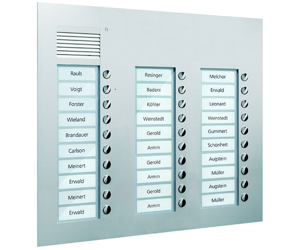 TCS Audio Außenstation Serie PUK 30 Klingeltasten (rechtsbündig), 3-spaltig, UP silber, PUK30/3-EN
