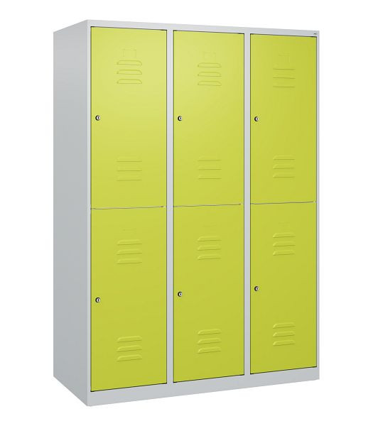 C+P Doppelstöckiger Spind Classic PLUS, 3 Abteile, 1700x1200x500mm, 7035/0024, Zylinderschlösser, 0803007-32 S10022