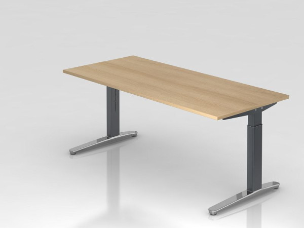 Hammerbacher Schreibtisch C-Fuß 180x80cm Eiche/Graphit (Poliert), Rechteckform, VXB19/E/GC