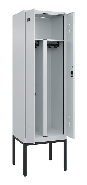 C+P PSA Doppel-Spind Evolo PLUS, Gestell, 2 Abteile, 2120x600x500mm, 7035/7035, Zylinderschloss, 0490327-20P S10040