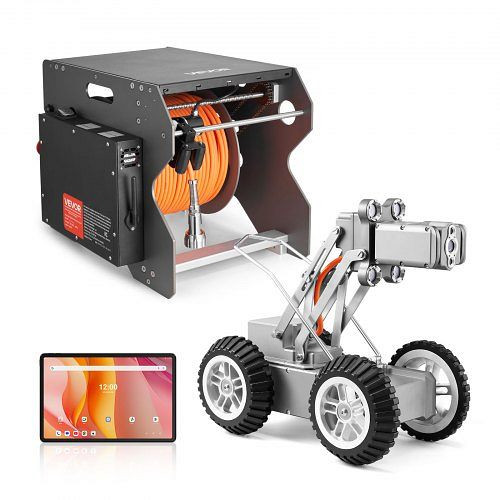 VEVOR 120m Inspektionsroboter, IP68 Rohrkamera mit 2MP Front-/Rückkamera, Touchscreen & Entfernungszähler, GDTCJQRIPADCE5MZI001V2