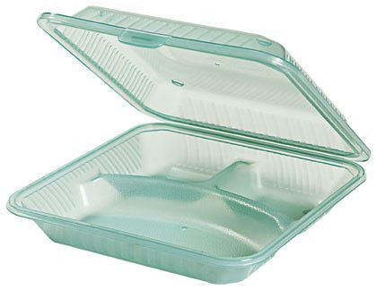 Contacto Eco-Takeouts Behälter, grün, 3 Fächer 23 x 23,5 x 6,5 cm, VE: 12 Stück, 1103/236
