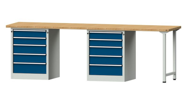 ANKE Werkbänke Kombiwerkbank, Modell 915 V, 2800 x 700 x 890 mm, RAL 7035/5010, BMP 40 mm, 415.129