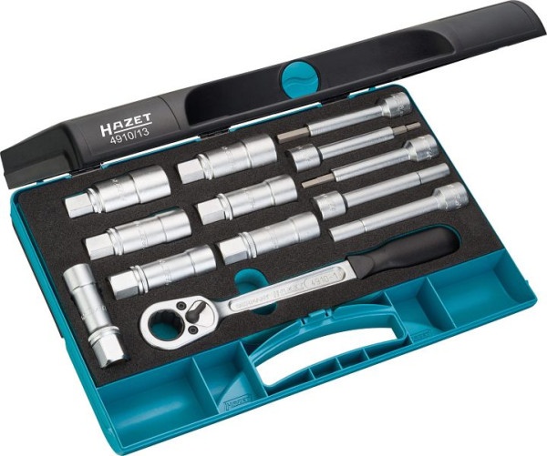 Hazet Stoßdämpfer-Werkzeug Satz, Vierkant 12,5 mm (1/2 Zoll), Innen-Sechskant Profil, Zapfenprofil hohl, 4910/13