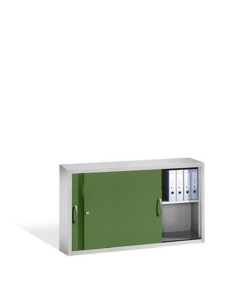 C+P Aufsatzschrank Acurado, H790xB1600xT400mm, Farbe: Lichtgrau / Resedagrün, Bügelgriff, 2 OH, 2145-00 S10085