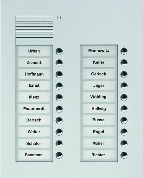 TCS Audio Außenstation Serie PUK 20 Klingeltasten (rechtsbündig), 2-spaltig, UP silber, PUK20/2-EN