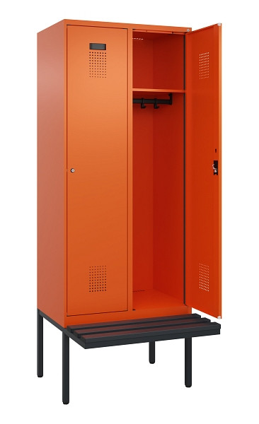 C+P Spind Evolo PLUS, 2 Abteile, 2120x800x815mm, 2004/2004, Haken 4, Zylinderschloss, Material Sitzfläche Kunststoff, 0490407-22 S10104