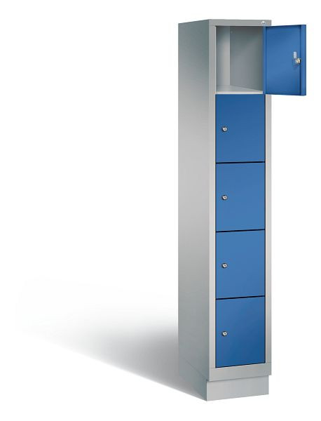 C+P Schließfachschrank Evolo, H1800xB320xT500mm, Farbe: Weißaluminium / Enzianblau, 48020-105 S10106