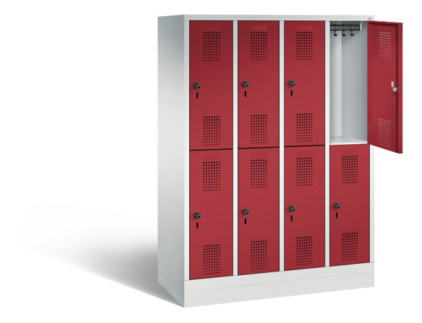 C+P Spind doppelstöckig Evolo, H1600xB1190xT500mm, Farbe: Lichtgrau / Rubinrot, 483206-40 S10061