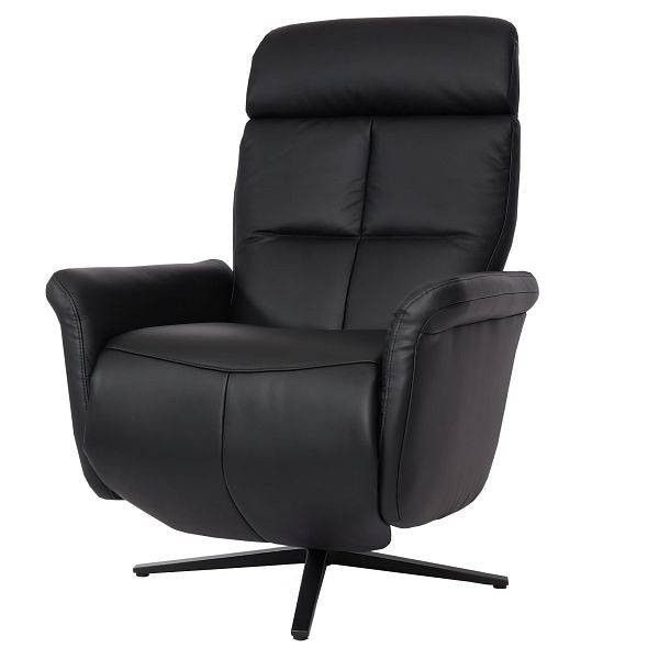 Mendler Relaxsessel HWC-L10, Design Fernsehsessel TV-Sessel Liegesessel, Liegefunktion drehbar, Voll-Leder, schwarz, 98378
