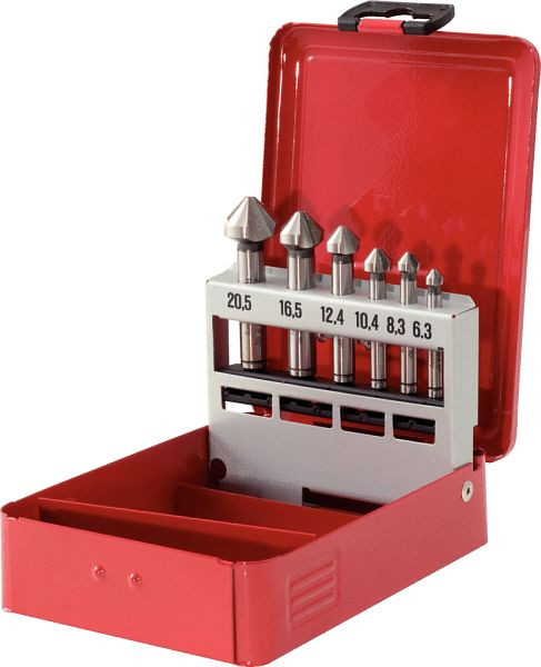 KS Tools HSS Co 5 Kegel-Entgratsenker-Satz, Stahlblechkassette 6-teilig, 336.0416