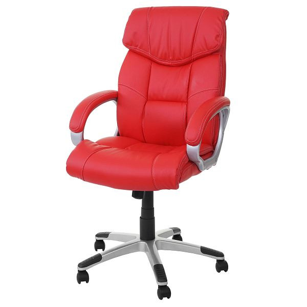 Mendler Bürostuhl HWC-A71, Chefsessel Drehstuhl, Kunstleder, rot, 14054
