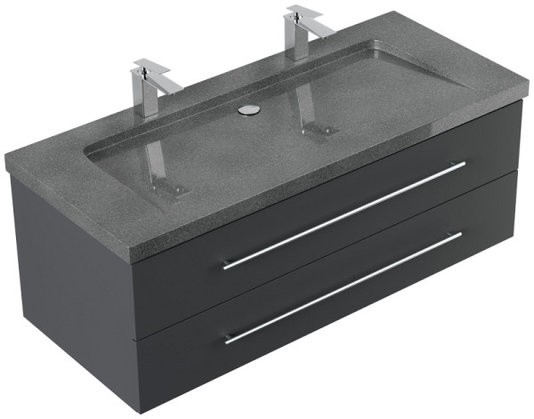 Posseik Badmöbel Granit G654 YAMO 130 cm 2 Hahnlöcher SoftClose grafit, YAMO130012000003DE