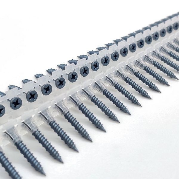 adunox Magazinschrauben Langband - BLUEfast500, Faserplattenschrauben mit Hi-Lo-Gewinde, Fräsrippen, PH2, 3,9 x 45 mm, VE: 1000 Stück, 1104110-3945