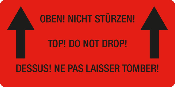 Eichner Warn- und Verpackungsetiketten, Text: Oben! Nicht stürzen, 9220-00081-005