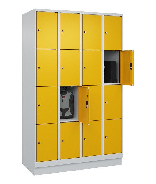C+P Schließfachschrank Evolo PLUS, mit Sockel, 16 Fächer, 1950x1200x500mm, 7035/1004 Goldgelb, 049020-404 S10000