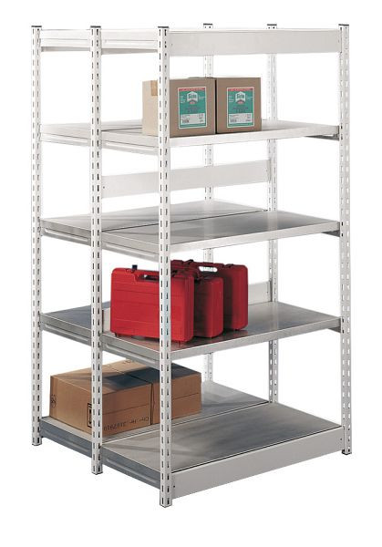 hofe Fachboden-Anbauregal, 3000x800x1000 mm, 7 Fachebenen, verzinkt / RAL 7035, 200 kg Fachlast, 4000 kg Feldlast, einseitige Bedienung, RKA308010MD