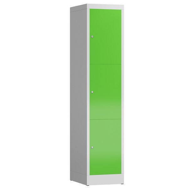 Lüllmann ClassiX Schließfachschrank, 1 Abteil, 3 Fächer, 1800 x 415 x 500 mm, lichtgrau/gelbgrün, X-523315