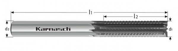 Karnasch VHM - Schrupp+Schlichtfräser für CFK-GFK d= 20,0 /L2=45 / Z= 8 DCC031 impuls gerade Verzahnung-4 Stirnschneiden, 291761200045