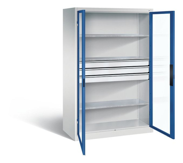 C+P Werkzeugschrank Acurado, H1950xB1200xT600mm, Farbe: Lichtgrau / Enzianblau, Muldengriff, 8932-5530 S10056