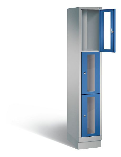C+P Schließfachschrank Classic, H1800xB320xT500mm, Farbe: Weißaluminium / Enzianblau, 8020A103 S10010