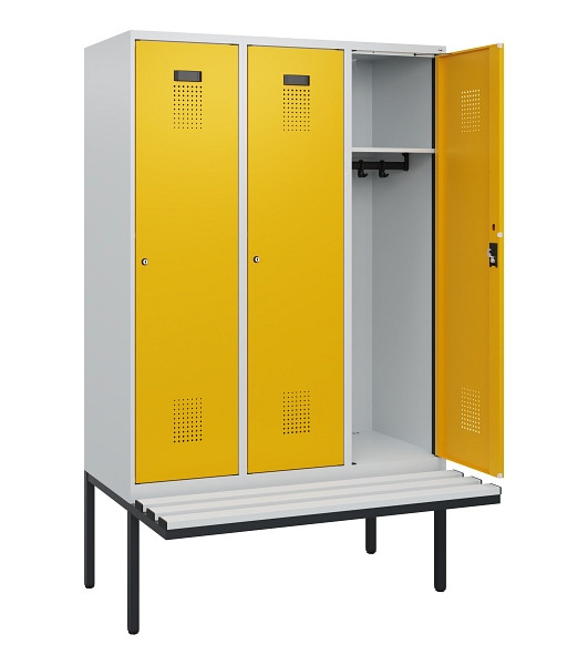 C+P Spind Evolo PLUS, 3 Abteile, 1950x1200x815mm, 7035/1004, Zylinderschloss, Material Sitzfläche Kunststoff, 0490405-32 S10081