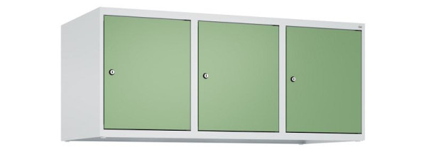 C+P Schrankaufsatz Classic PLUS, Aufsatzschrank, 7035/6011, Zylinderschlösser, 500x1200x500mm, 3 Abteile, 080090-32 S10021
