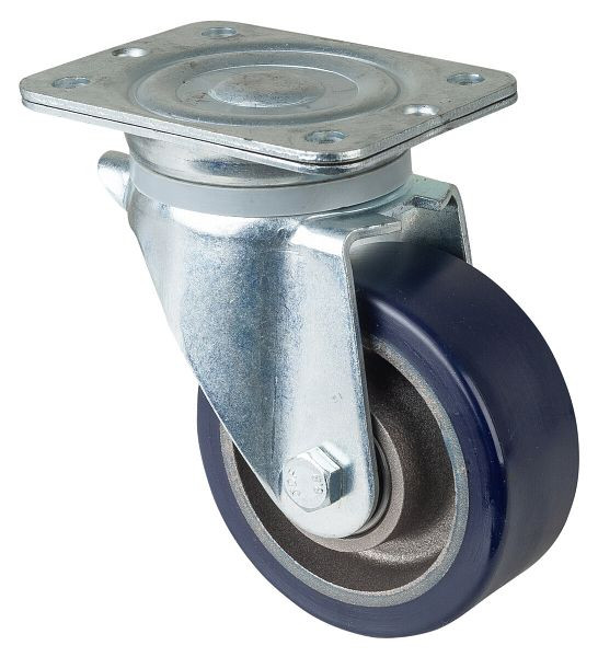 BS Rollen Schwerlastrolle, Rad-Breite 50 mm, Rad-Ø 125 mm, Tragfähigkeit 400 kg, Guss-Polyurethan 78 Shore A, Radkörper Guss, Kugellager, N100.C11.126
