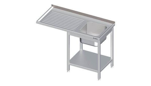 Stalgast Spültisch mit Grundboden, und Überstand, 1400x700x900 mm, mit einem Becken links, mit Aufkantung, verschweißt, VST14704LA
