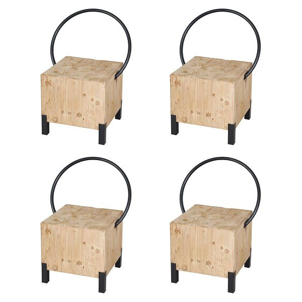 Mendler 4er-Set Esszimmerstuhl HWC-L76, Besucherstuhl Hocker, Industrial Metall Massiv-Holz MVG, natur, 4x117601
