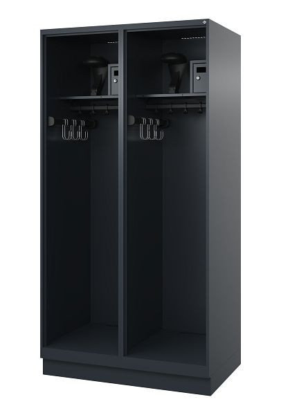 C+P Feuerwehrspind Evolo, Modell FLEXO, 2 Abteile, H1850B1000T600 mm, Anthrazit, Sockel, 0493315-23 S10010