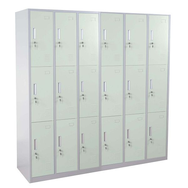Mendler Schließfach Boston T829, Schließfachschrank Wertfachschrank Spind, Metall 18 Fächer, grün, 2x54312