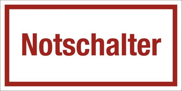 Moedel Notschalter, Textschild, Folie, 200x100 mm, 99122