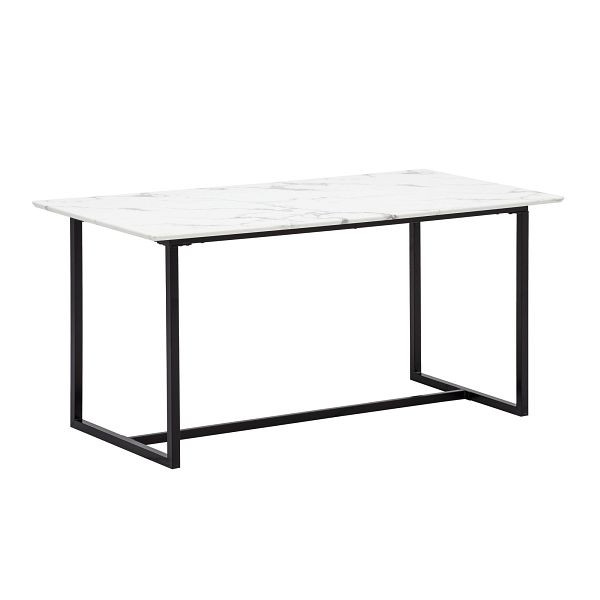 Wohnling Esszimmertisch 120x60x76cm Küchentisch Weiß in Marmor-Optik, Esstisch Klein, Speisetisch Rechteckig, WL6.965