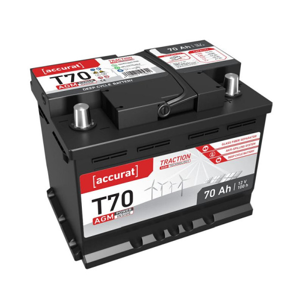Accurat Traction T70 AGM DIN Versorgungsbatterie 12V 70Ah, VBB-AGM-T70
