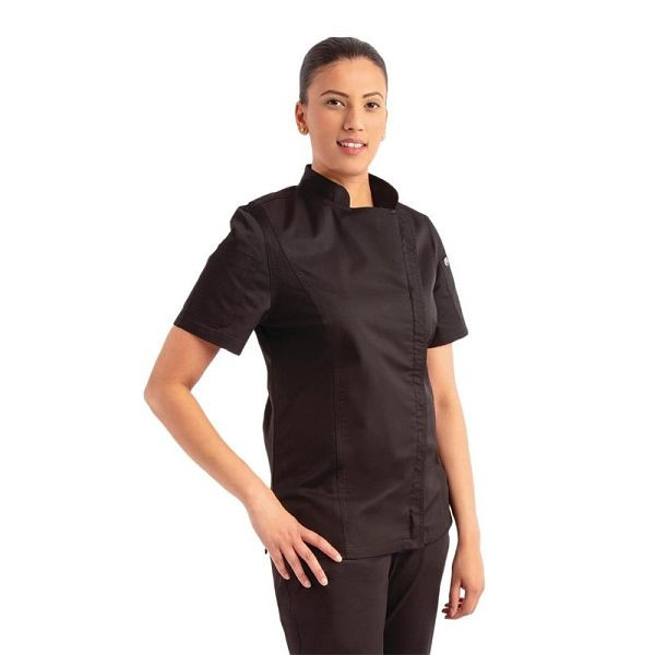 Chef Works Springfield Kurzärmelige Reißverschlusskochjacke Damen schwarz XXL, BB051-XXL