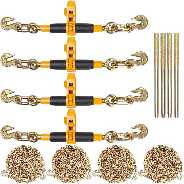 VEVOR Ratschen-Kettenbinder, 5/16"-3/8" Schwerlast-Lastbinder, mit G80-Ketten,3220 kg, sichere Belastungsgrenze, 4 Stück, DLTJLLJQBBTYCUL6GV0