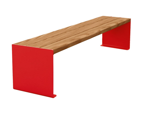 Procity Sitzbank Kube, 1800 mm, Stahl & Holz Ohne Rückenlehne, helle Eiche/RAL 3020, 306392.3020.CHEC