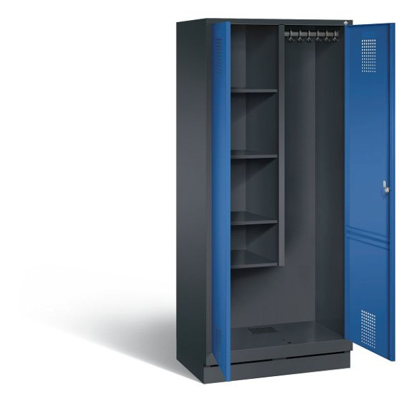 C+P Putzmittel-Spind Evolo, H1800xB810xT500mm, Farbe: Schwarzgrau / Enzianblau, 48120-02 S10165