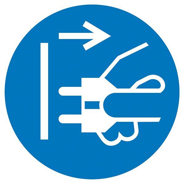 SafetyMarking Gebotsschild, Netzstecker ziehen, Ø 3 cm, Folie, selbstklebend, VE: 15 Stück/Bogen, 30.A7425